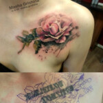 CNX Tattoo Rose Cover Up Tattoo vorher-nachher realistisch Farbe von CNX Tattoo Berlin Prenzlauer Berg