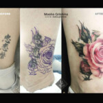 CNX Tattoo Rose Cover Up Tattoo vorher-nachher realistisch Farbe von CNX Tattoo Berlin Prenzlauer Berg