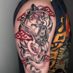 cnx tattoo Fuchs und Rote Wolken Tattoo Neotraditional Schulter von CNX Tattoo Berlin Prenzlauer Berg