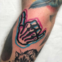 Hologramm Tattoo Bein von CNX Tattoo Berlin Prenzlauer Berg