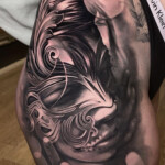 Venezianische Maske Tattoo Realistic Oberschenkel von CNX Tattoo Berlin Prenzlauer Berg