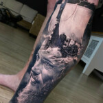 Vikinger Tattoo Realistic Bein von CNX Tattoo Berlin Prenzlauer Berg