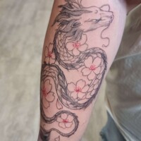 Drachen Finleine Filigran Tattoo Unterarm von CNX Tattoo Berlin Prenzlauer Berg